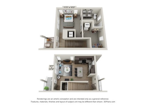 Floor plan for 1 bed, 1 bath, 850 sqft